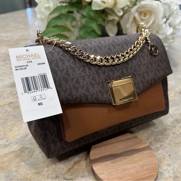 ❗️SOLD ❗️Michael Kors Lita Medium Monogram Shoulder Crossbody Bag - Picture 6 of 12